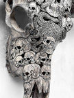Caved Waterbuffalo Skulls with Skull And Octopus Carving Skull,A/180