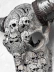 Caved Waterbuffalo Skulls with Skull And Octopus Carving Skull,A/180