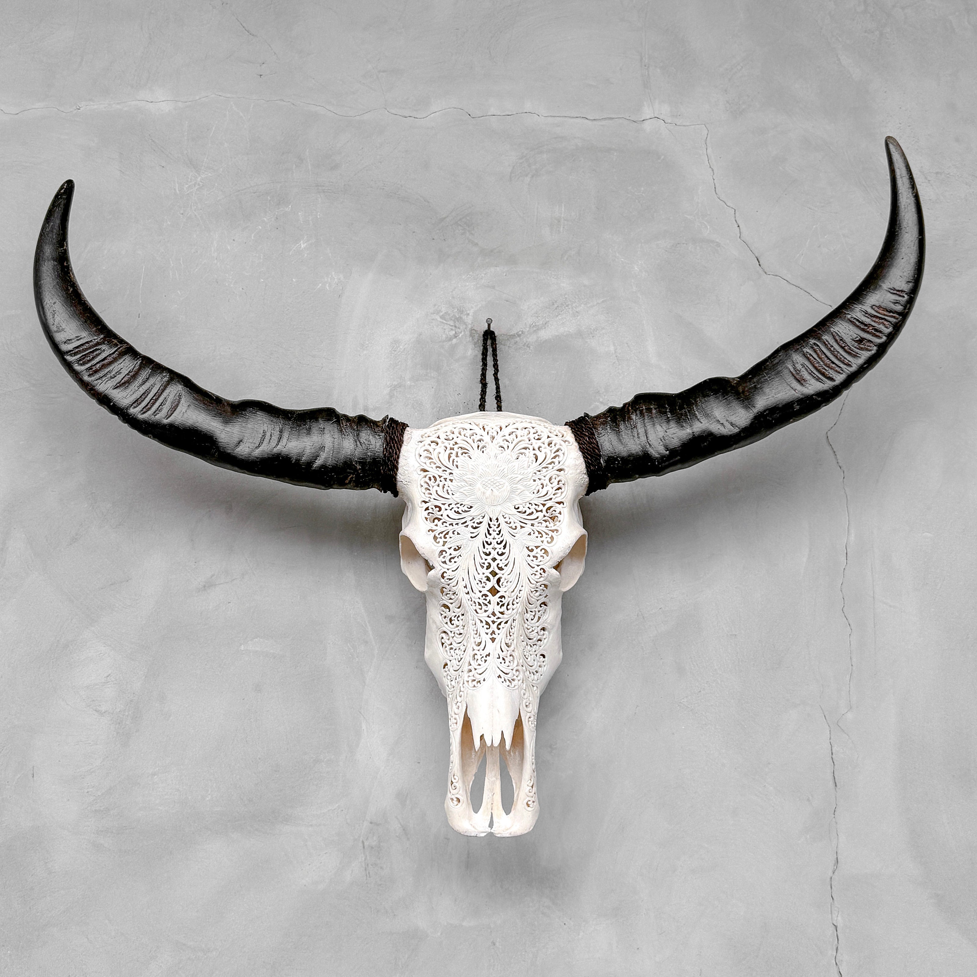 Caved Waterbuffalo Skulls with Big lotus Carving Skull,A/171