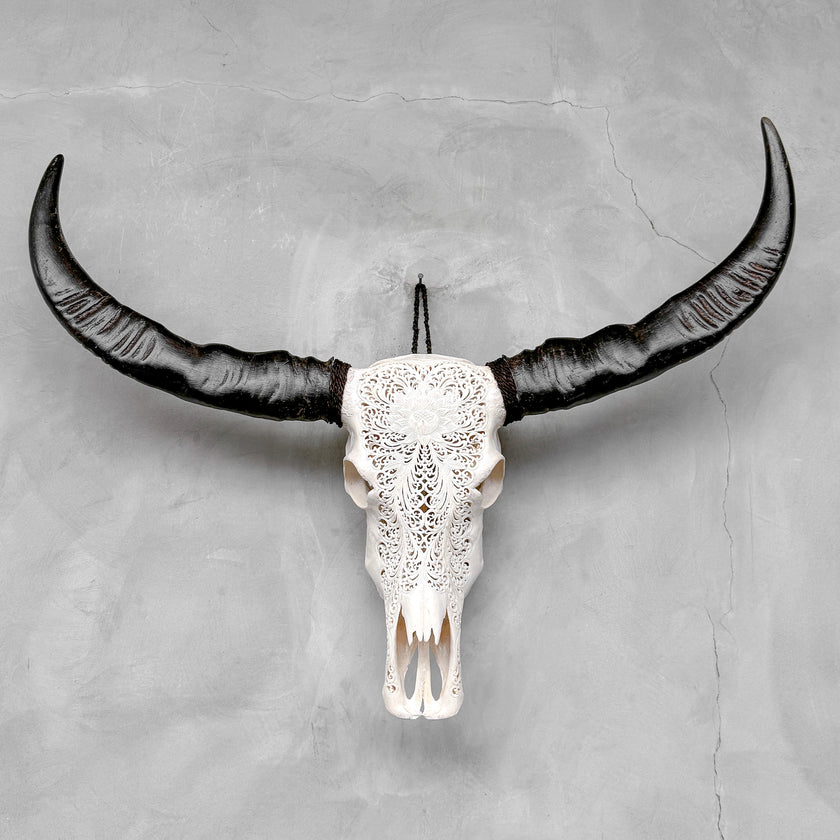 Caved Waterbuffalo Skulls with Big lotus Carving Skull,A/171