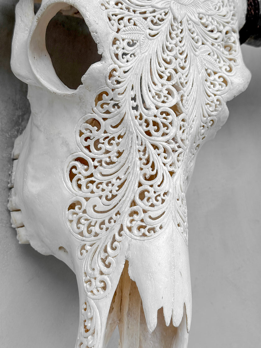 Caved Waterbuffalo Skulls with Big lotus Carving Skull,A/171