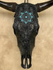 Carved Bull Skull with Turquoise Accents - Star Mandala motif | Skull,A/190