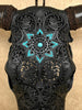 Carved Bull Skull with Turquoise Accents - Star Mandala motif | Skull,A/190
