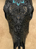 Carved Bull Skull with Turquoise Accents - Star Mandala motif | Skull,A/190