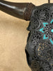 Carved Bull Skull with Turquoise Accents - Star Mandala motif | Skull,A/190