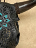 Carved Bull Skull with Turquoise Accents - Star Mandala motif | Skull,A/190