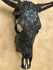 Carved Bull Skull with Turquoise Accents - Star Mandala motif | Skull,A/190