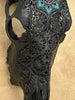 Carved Bull Skull with Turquoise Accents - Star Mandala motif | Skull,A/190
