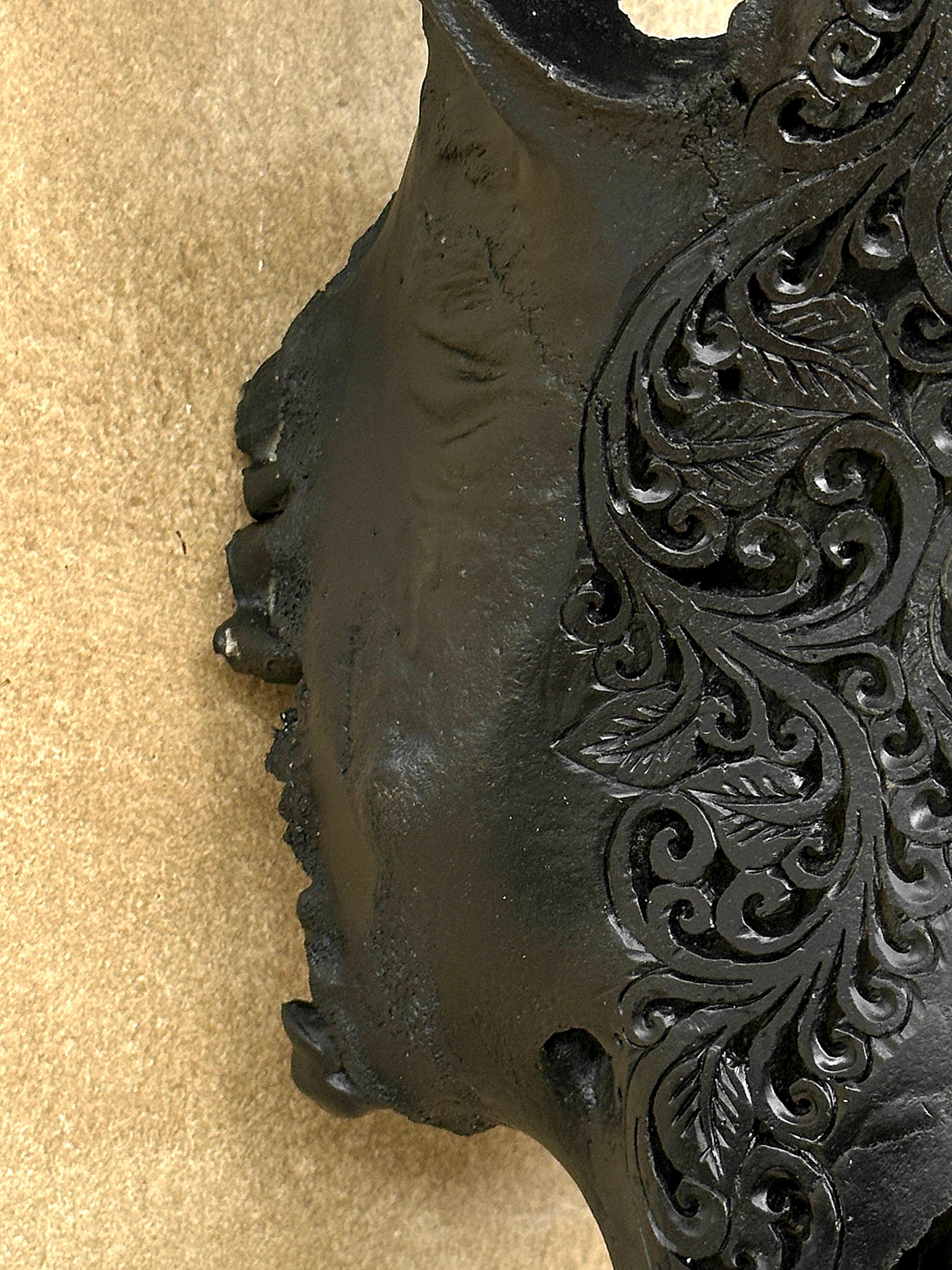 Carved Bull Skull with Turquoise Accents - Star Mandala motif | Skull,A/190