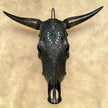 Carved Bull Skull with Turquoise Accents - Leaf motif | Skull,A/189