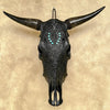 Carved Bull Skull with Turquoise Accents - Leaf motif | Skull,A/189