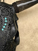 Carved Bull Skull with Turquoise Accents - Leaf motif | Skull,A/189