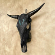 Carved Bull Skull with Turquoise Accents - Leaf motif | Skull,A/189