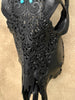Carved Bull Skull with Turquoise Accents - Leaf motif | Skull,A/189