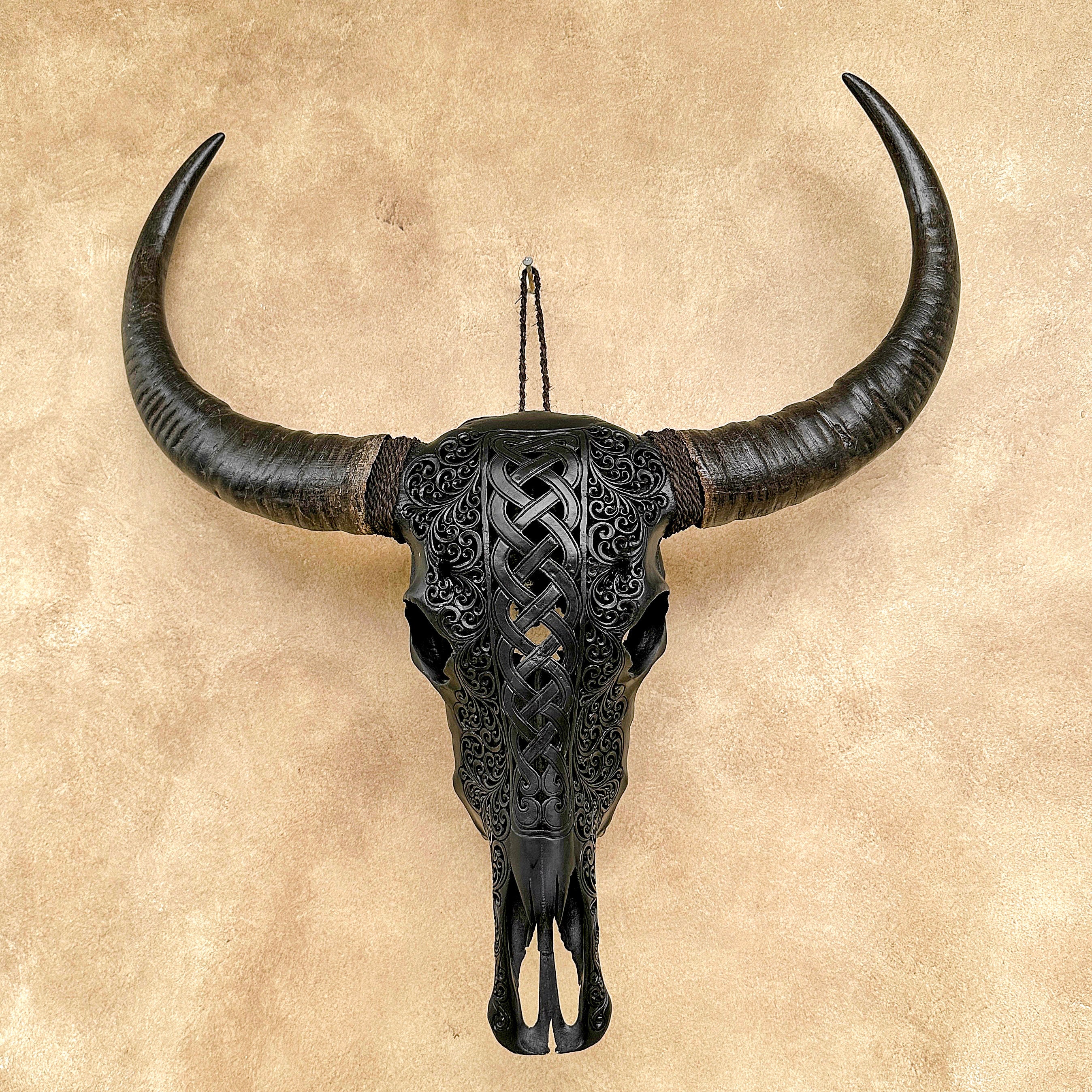 Caved Waterbuffalo Skulls with Infinity Carving Skull,A/169