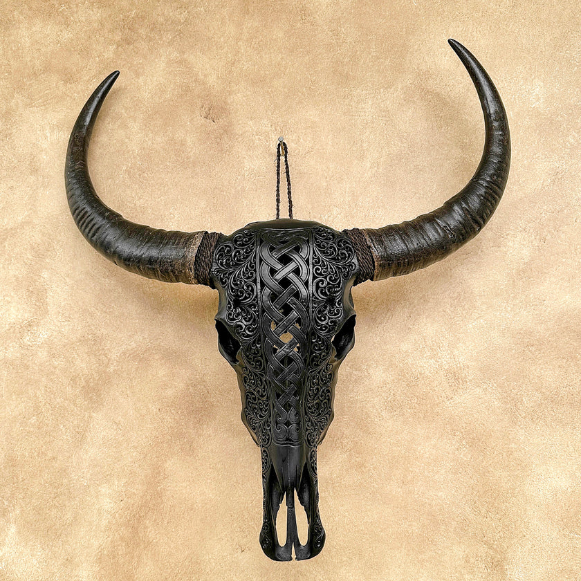 Caved Waterbuffalo Skulls with Infinity Carving Skull,A/169
