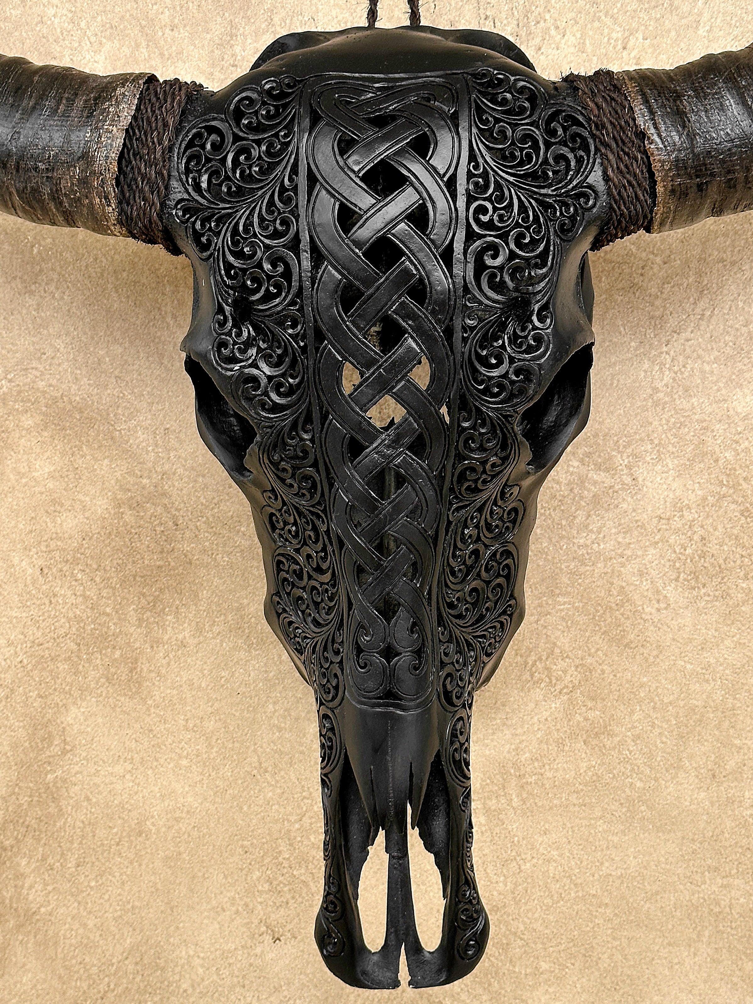 Caved Waterbuffalo Skulls with Infinity Carving Skull,A/169