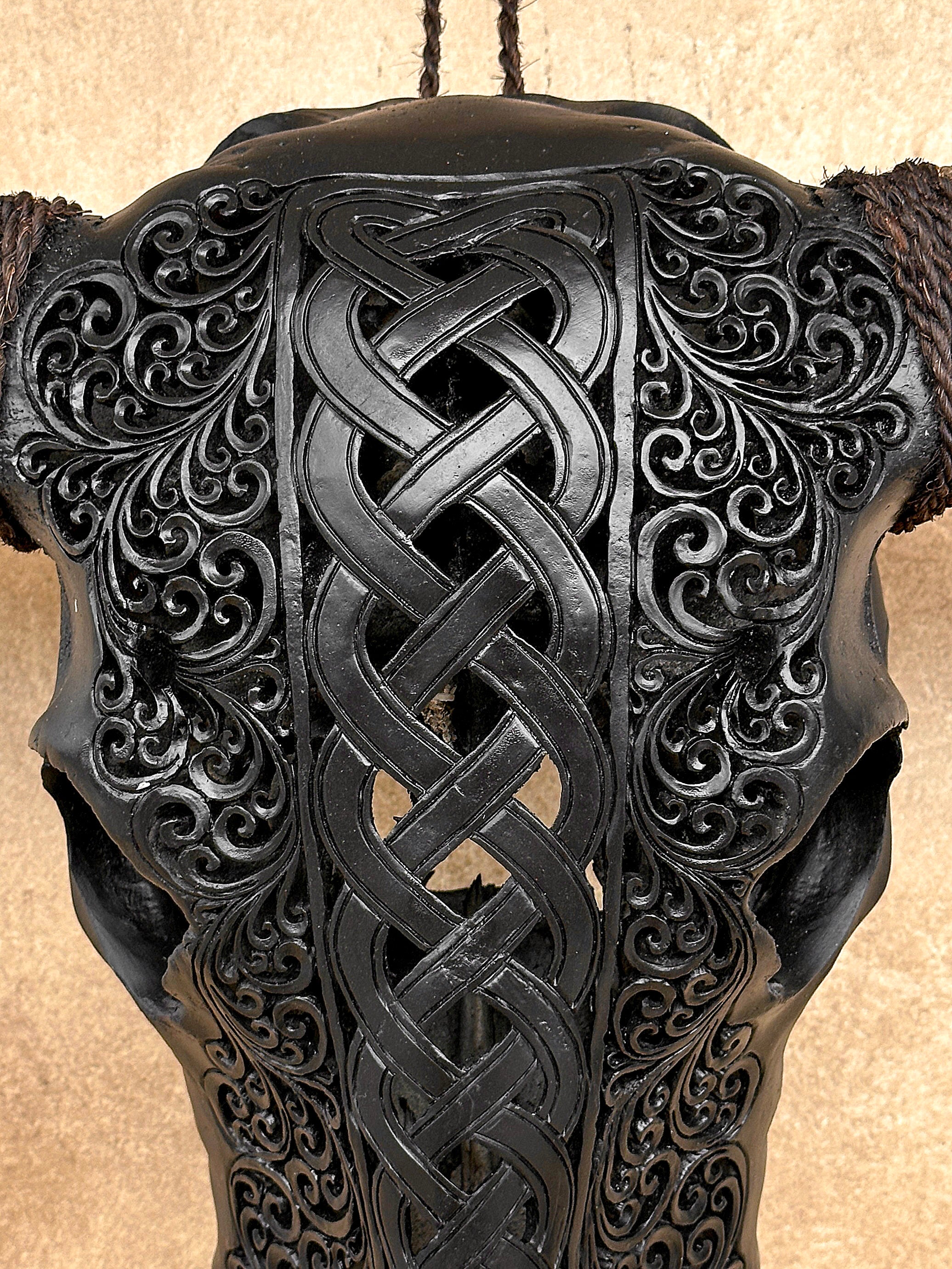 Caved Waterbuffalo Skulls with Infinity Carving Skull,A/169