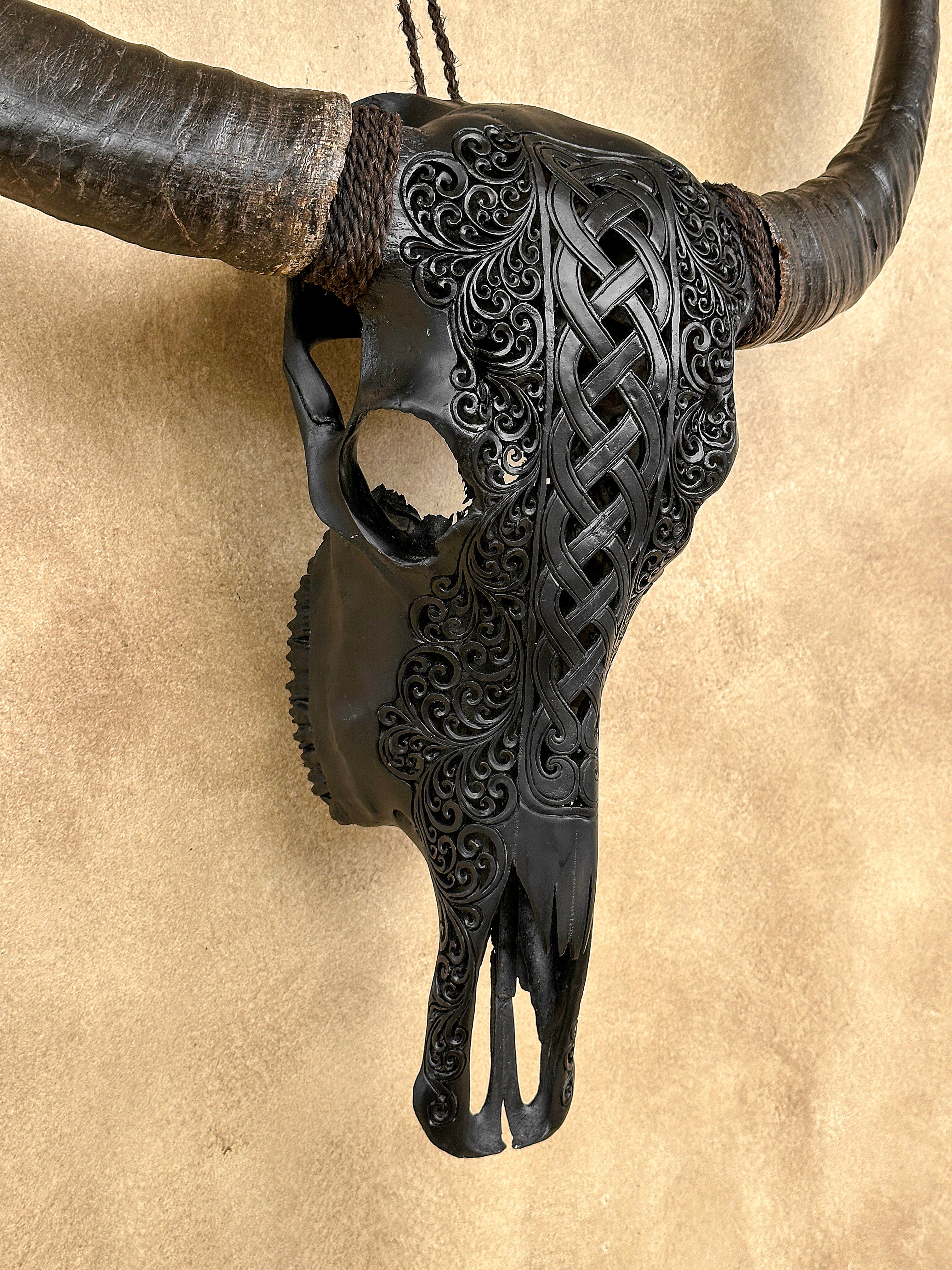 Caved Waterbuffalo Skulls with Infinity Carving Skull,A/169