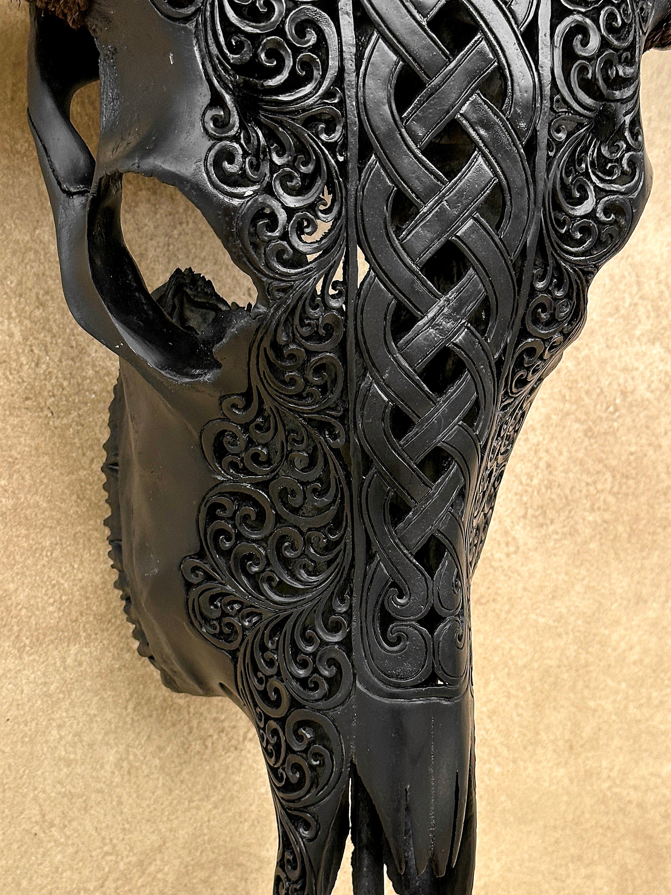 Caved Waterbuffalo Skulls with Infinity Carving Skull,A/169