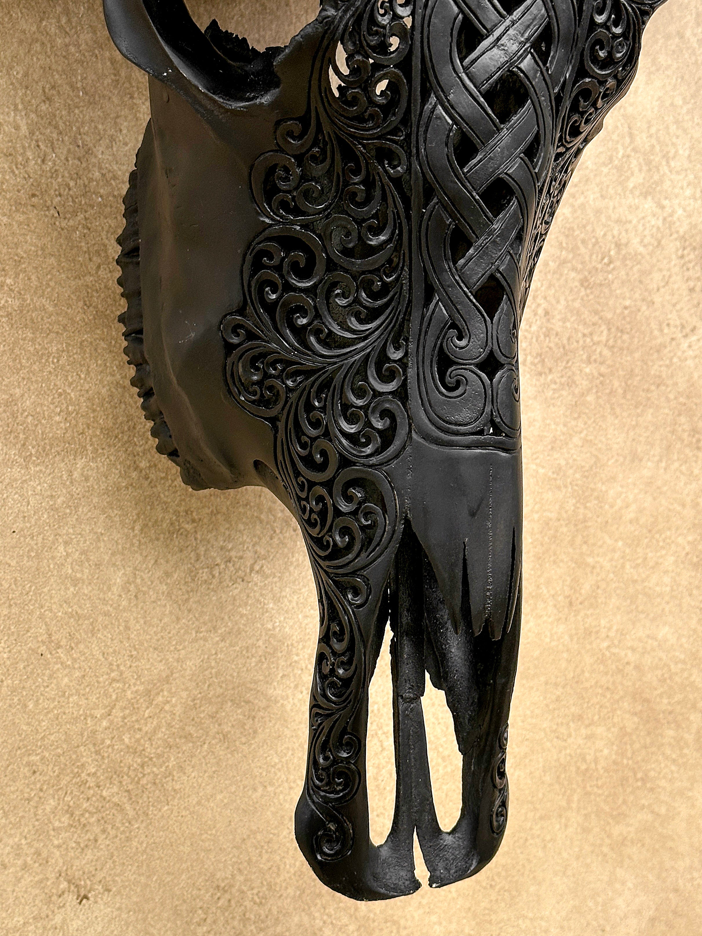 Caved Waterbuffalo Skulls with Infinity Carving Skull,A/169
