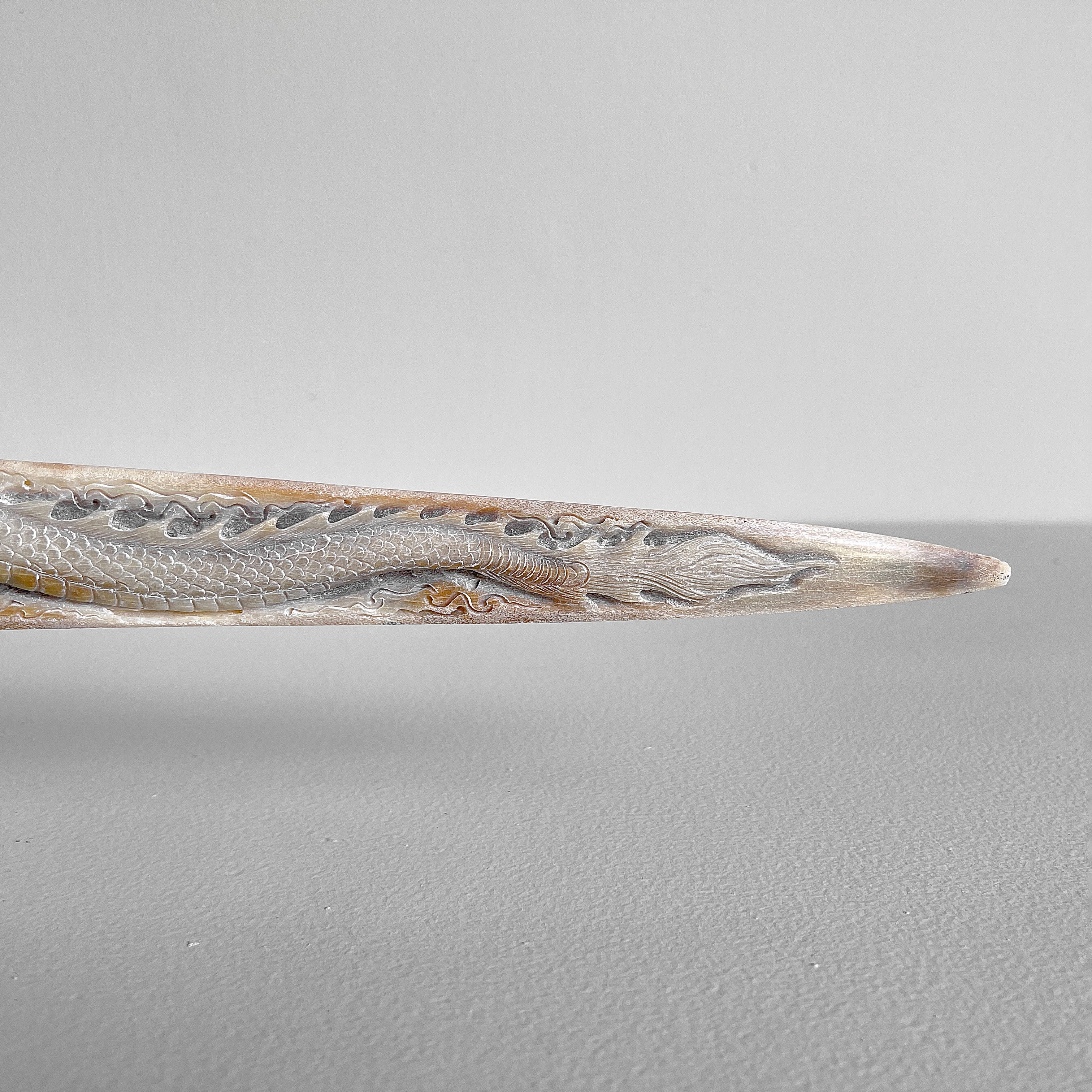 Carved Tusks 22/EX/516 Carving Dragon phoenix