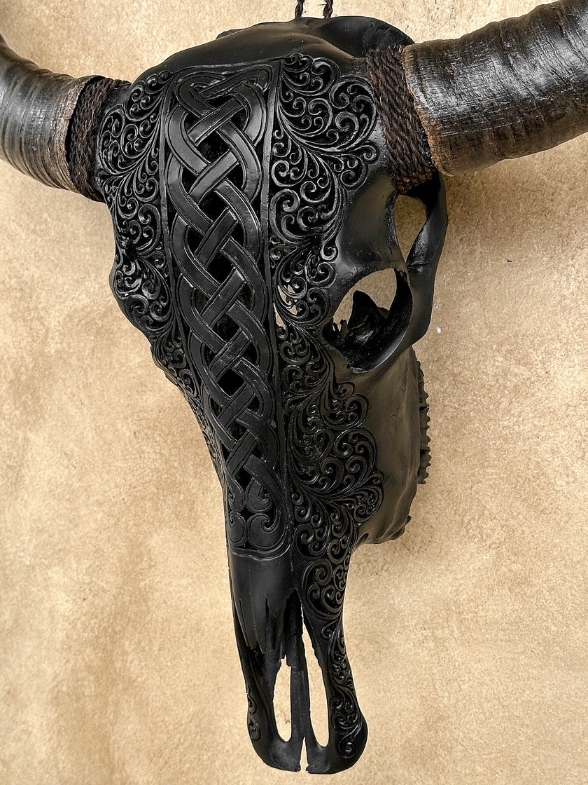 Caved Waterbuffalo Skulls with Infinity Carving Skull,A/169