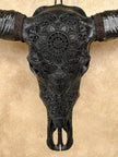 Caved Waterbuffalo Skulls with Flower Mandala Carving Skull,A/168