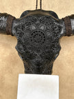 Caved Waterbuffalo Skulls with Flower Mandala Carving Skull,A/168