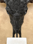 Caved Waterbuffalo Skulls with Flower Mandala Carving Skull,A/168