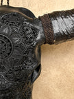 Caved Waterbuffalo Skulls with Flower Mandala Carving Skull,A/168