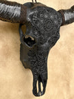 Caved Waterbuffalo Skulls with Flower Mandala Carving Skull,A/168