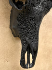 Caved Waterbuffalo Skulls with Flower Mandala Carving Skull,A/168
