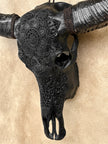 Caved Waterbuffalo Skulls with Flower Mandala Carving Skull,A/168