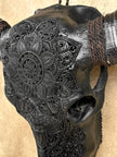 Caved Waterbuffalo Skulls with Flower Mandala Carving Skull,A/168