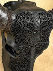 Caved Waterbuffalo Skulls with Flower Mandala Garis Carving Skull,A/167
