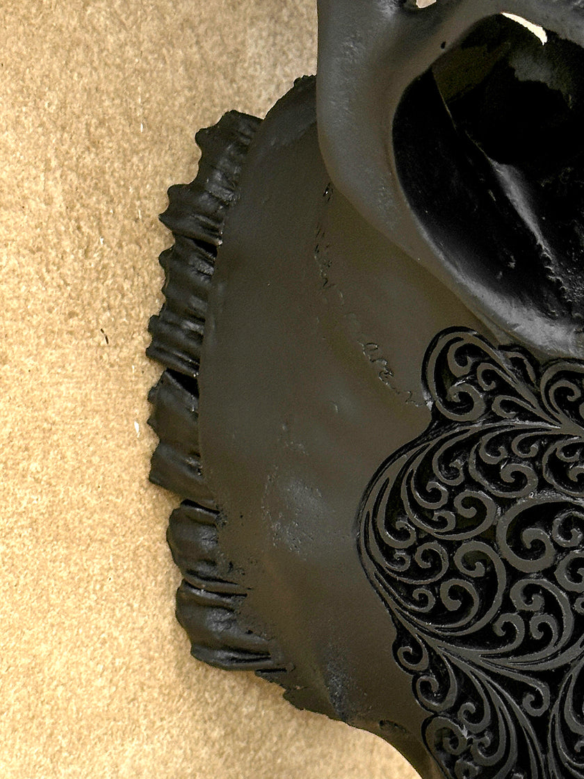 Caved Waterbuffalo Skulls with Flower Mandala Garis Carving Skull,A/167