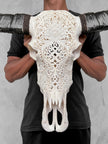 Caved Waterbuffalo Skulls with Big lotus Carving Skull,A/188