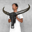 Caved Waterbuffalo Skulls with Flower Mandala Garis Carving Skull,A/167