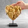 Stunning Heart Shape of Yellow Crystal Rock on a custom stand CH/513