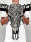 Caved Waterbuffalo Skulls with Ketimun Lotus Carving Skull,A/181