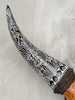 Fully Carved Cow Skull with Ketupat Design – Balinese Tribal Wall Art – Etched Horn Bone Sculpture in Natural Finish - Skull,A/083