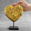 Stunning Heart Shape of Yellow Crystal Rock on a custom stand CH/522