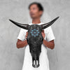 Carved Bull Skull with Turquoise Accents - Star Mandala motif | Skull,A/190