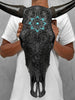 Carved Bull Skull with Turquoise Accents - Star Mandala motif | Skull,A/190