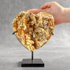 Stunning Heart Shape of Yellow Crystal Rock on a custom stand CH/524