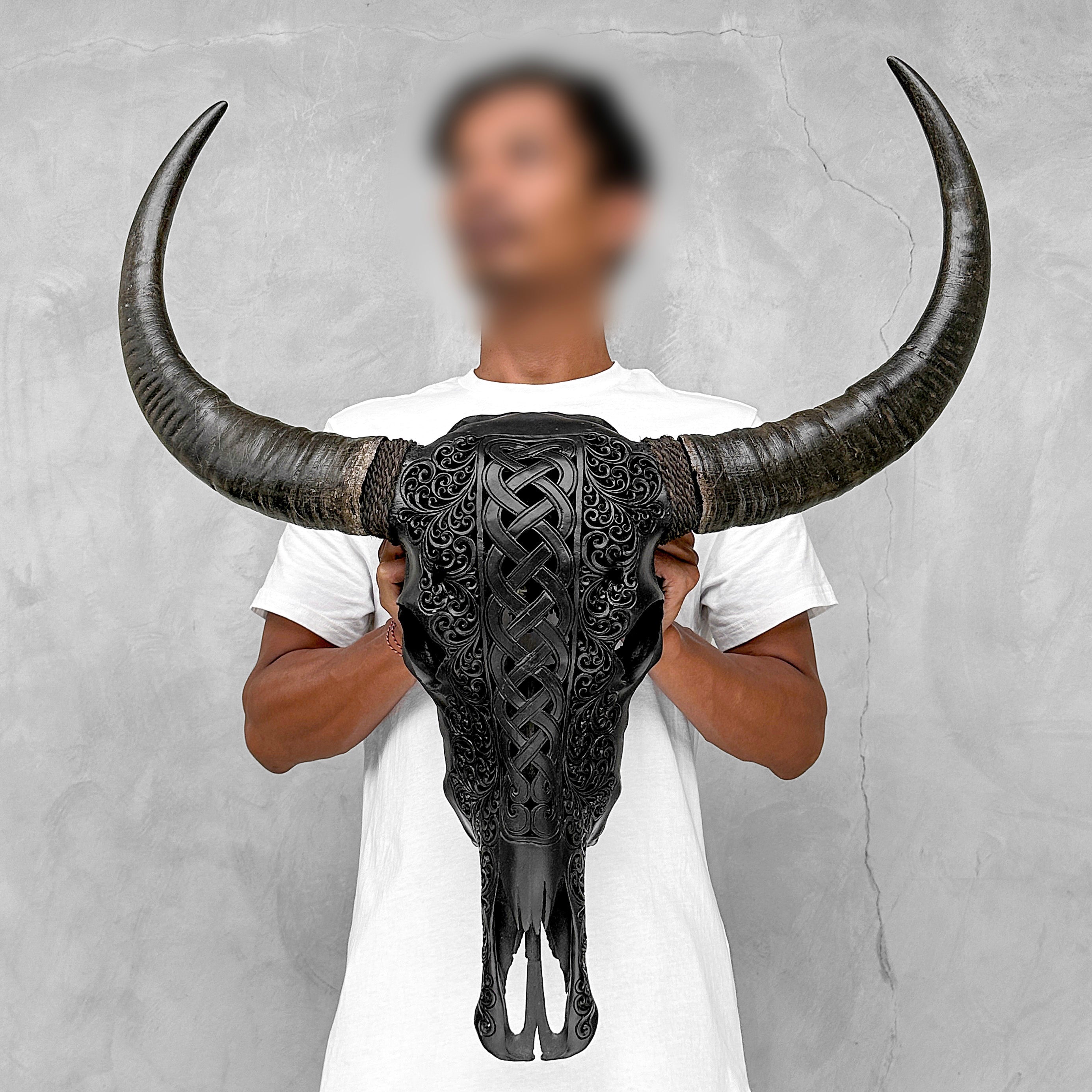 Caved Waterbuffalo Skulls with Infinity Carving Skull,A/169