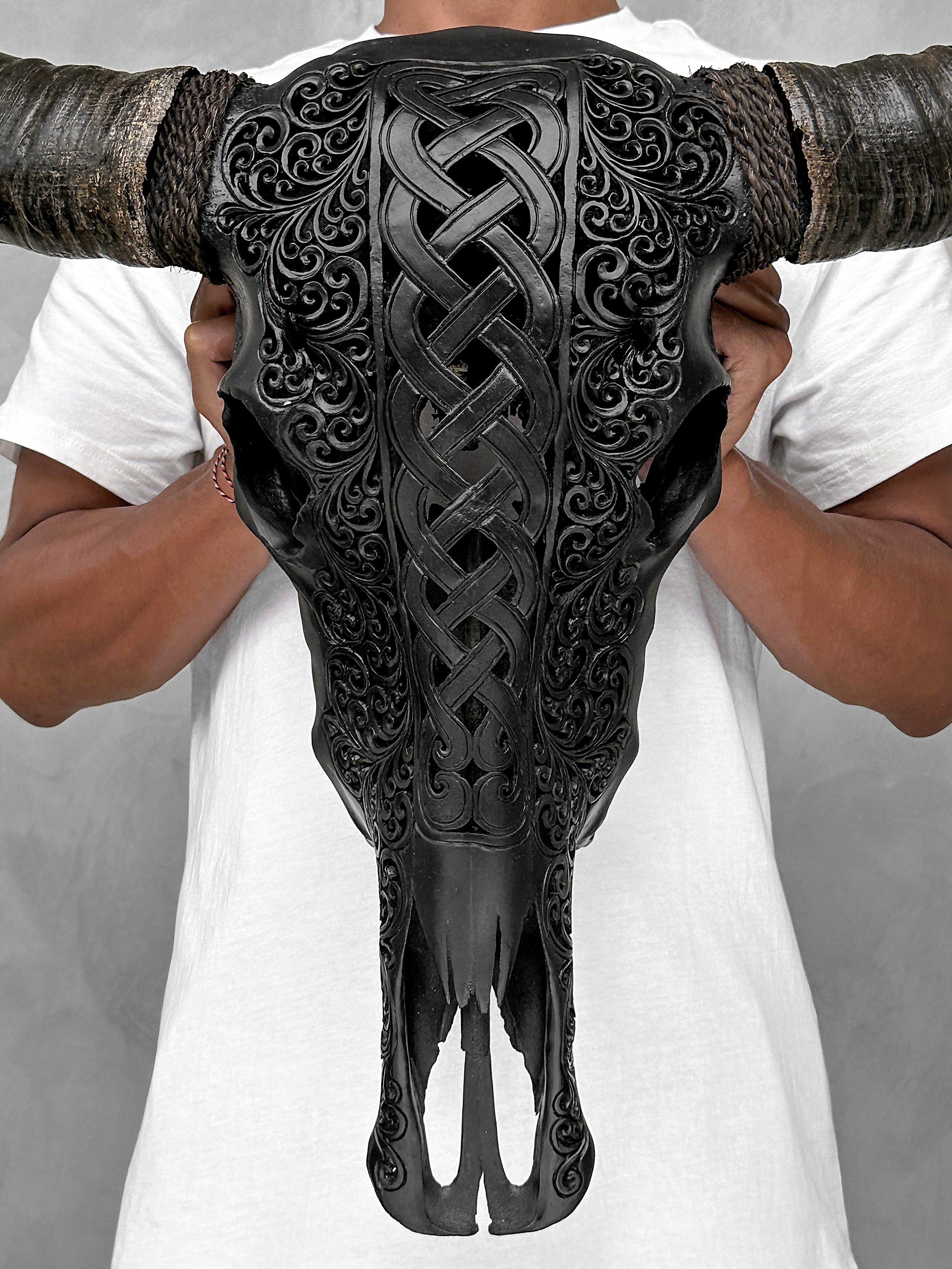 Caved Waterbuffalo Skulls with Infinity Carving Skull,A/169