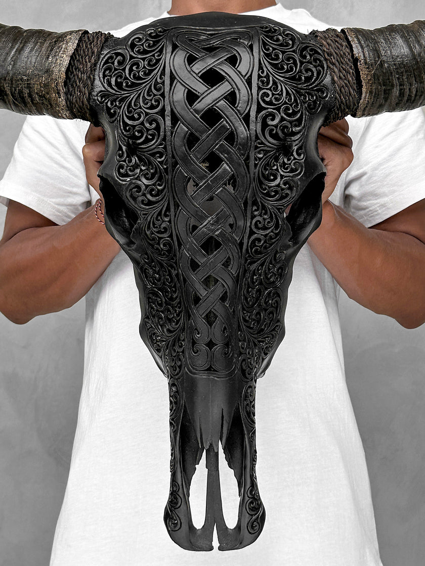 Caved Waterbuffalo Skulls with Infinity Carving Skull,A/169