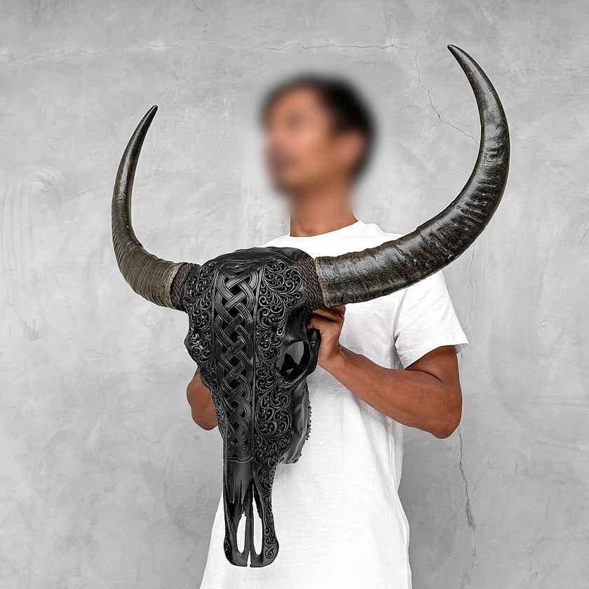 Caved Waterbuffalo Skulls with Infinity Carving Skull,A/169